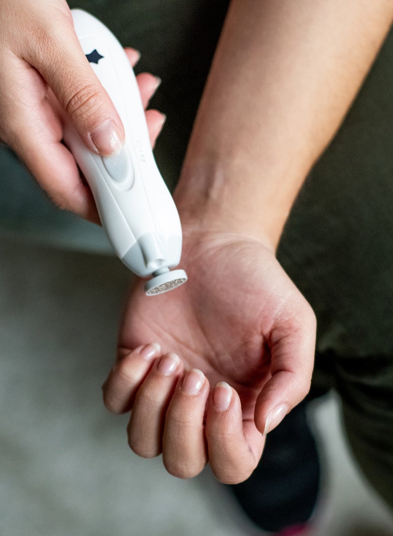 Electric Baby Nail File Trimmer, Battery-Powered Infant Nail Clipper with LED Light and Six Filing Heads for Baby and Adult Use