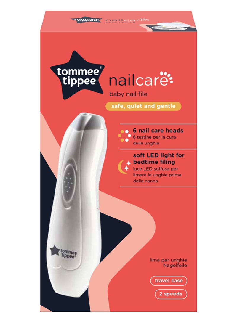 Electric Baby Nail File Trimmer, Battery-Powered Infant Nail Clipper with LED Light and Six Filing Heads for Baby and Adult Use