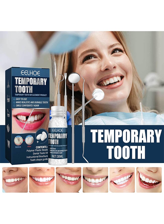 Temporary Teeth Repair Kit, Tooth Repair Kit For Missing Teeth, Cavity Filler For Teeth, Temp Tooth Beads With 4 Dental Tools, Repair Missing Or Broken Teeth, Snap On Instant And Confident Smile