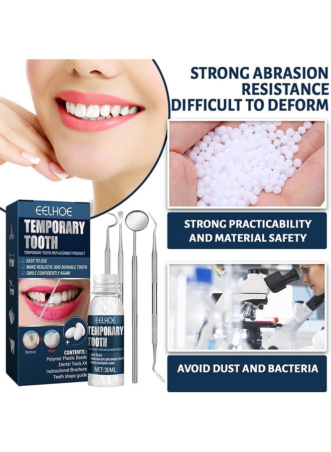 Temporary Teeth Repair Kit, Tooth Repair Kit For Missing Teeth, Cavity Filler For Teeth, Temp Tooth Beads With 4 Dental Tools, Repair Missing Or Broken Teeth, Snap On Instant And Confident Smile