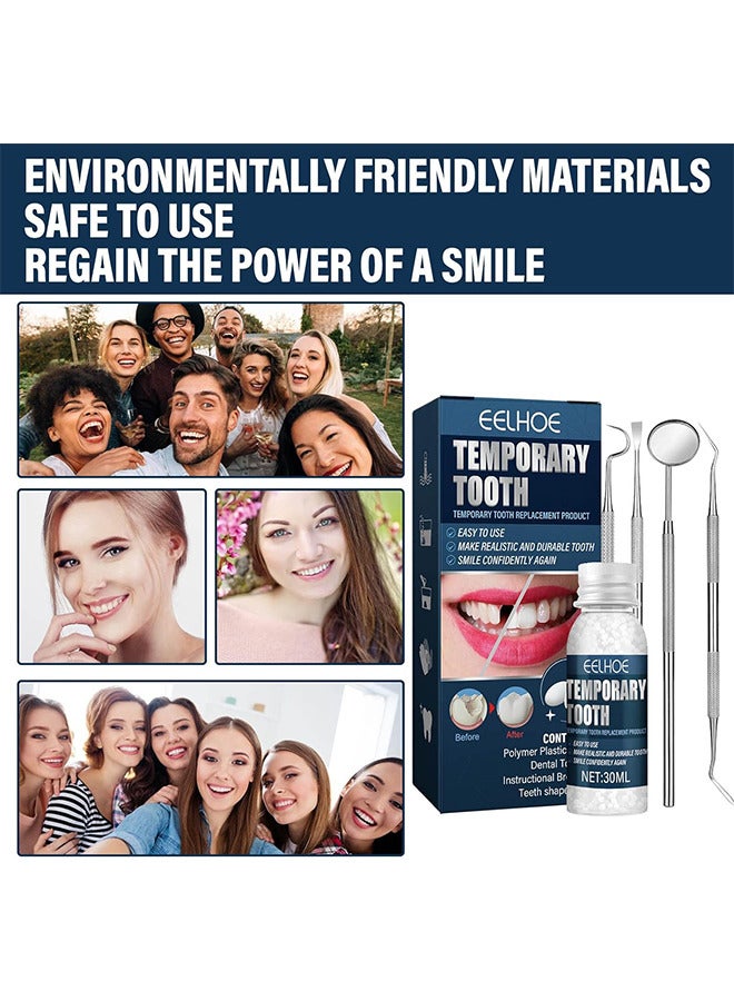 Temporary Teeth Repair Kit, Tooth Repair Kit For Missing Teeth, Cavity Filler For Teeth, Temp Tooth Beads With 4 Dental Tools, Repair Missing Or Broken Teeth, Snap On Instant And Confident Smile