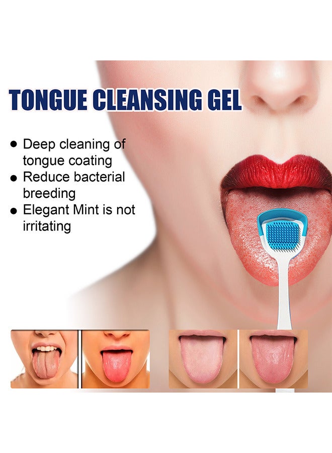 Tongue Cleaning Gel Set, Tongue Cleaner Gel With Tongue Brush, Tongue Scraper Scrubber For Adults With Cleaning Gel, Easy To Use For Adults Kids