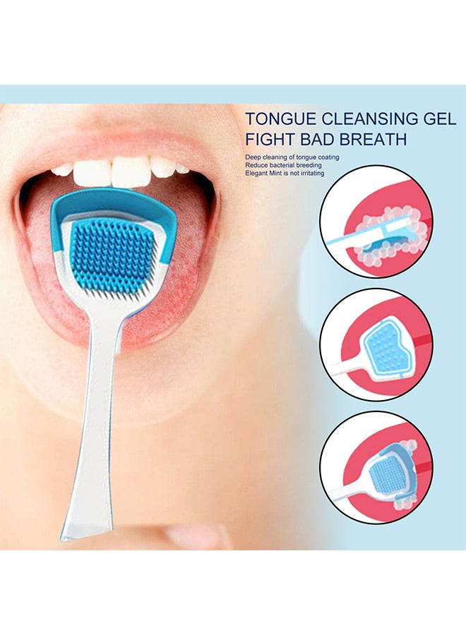 Tongue Cleaning Gel Set, Tongue Cleaner Gel With Tongue Brush, Tongue Scraper Scrubber For Adults With Cleaning Gel, Easy To Use For Adults Kids