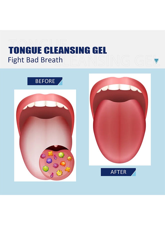 Tongue Cleaning Gel Set, Tongue Cleaner Gel With Tongue Brush, Tongue Scraper Scrubber For Adults With Cleaning Gel, Easy To Use For Adults Kids