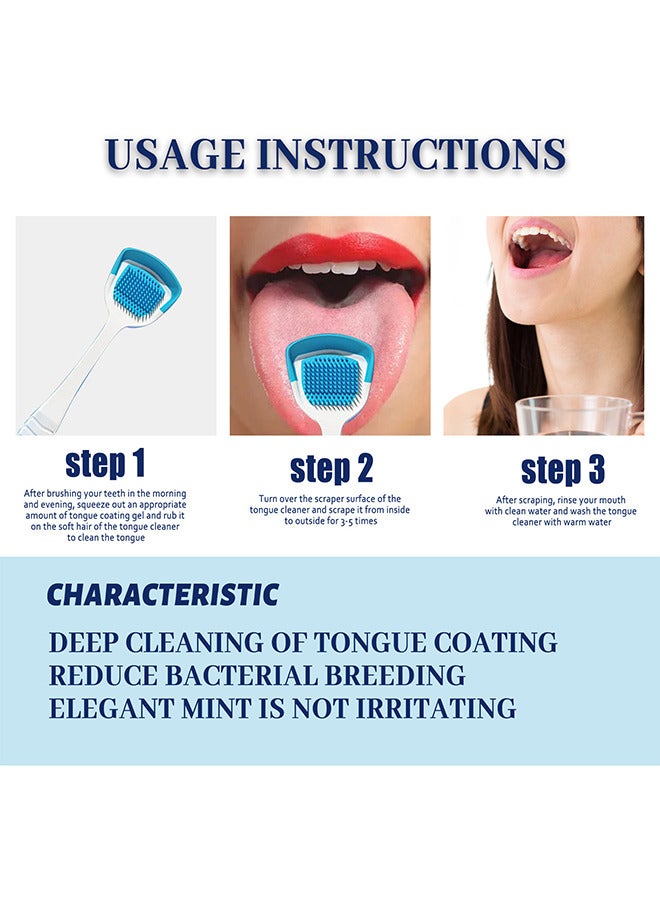 Tongue Cleaning Gel Set, Tongue Cleaner Gel With Tongue Brush, Tongue Scraper Scrubber For Adults With Cleaning Gel, Easy To Use For Adults Kids