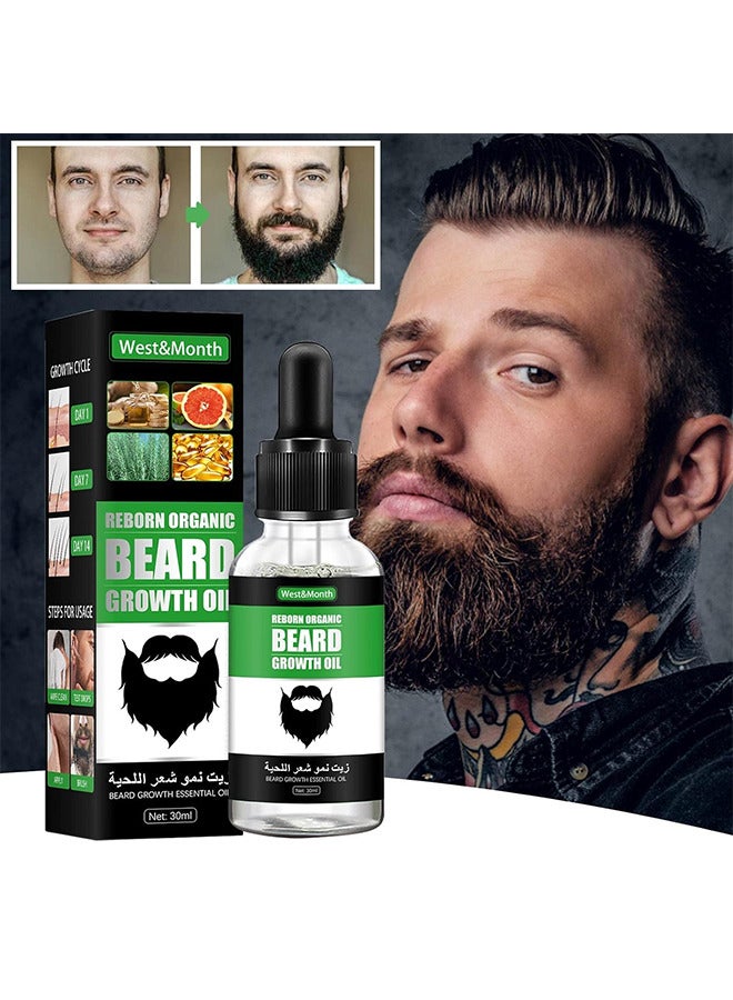 Beard Growth Oil - For Beard More Full And Thick - Beard Growth Serum Of Plant Extraction - Pure Natural Promote Beard And Hair Growth