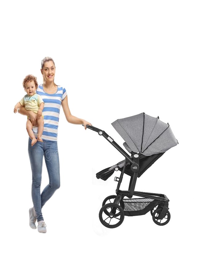 Taski Sport Baby Travel System - Grey -  Super Compact And Lightweight Travel System, Very Spacious, From 0 To 4 Years Old, 22 Kg, Rocking Function, Made In Italy, Aluminium Frame