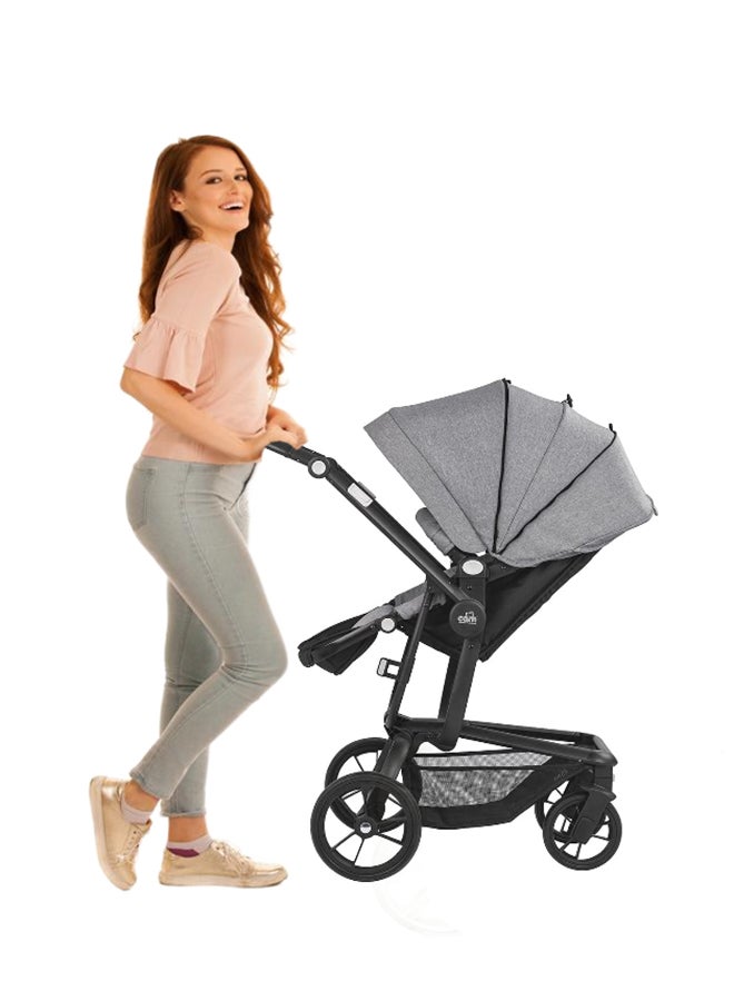 Taski Sport Baby Travel System - Grey -  Super Compact And Lightweight Travel System, Very Spacious, From 0 To 4 Years Old, 22 Kg, Rocking Function, Made In Italy, Aluminium Frame