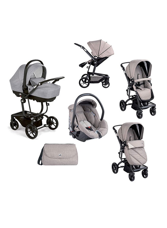 Taski Sport Baby Travel System - Grey -  Super Compact And Lightweight Travel System, Very Spacious, From 0 To 4 Years Old, 22 Kg, Rocking Function, Made In Italy, Aluminium Frame