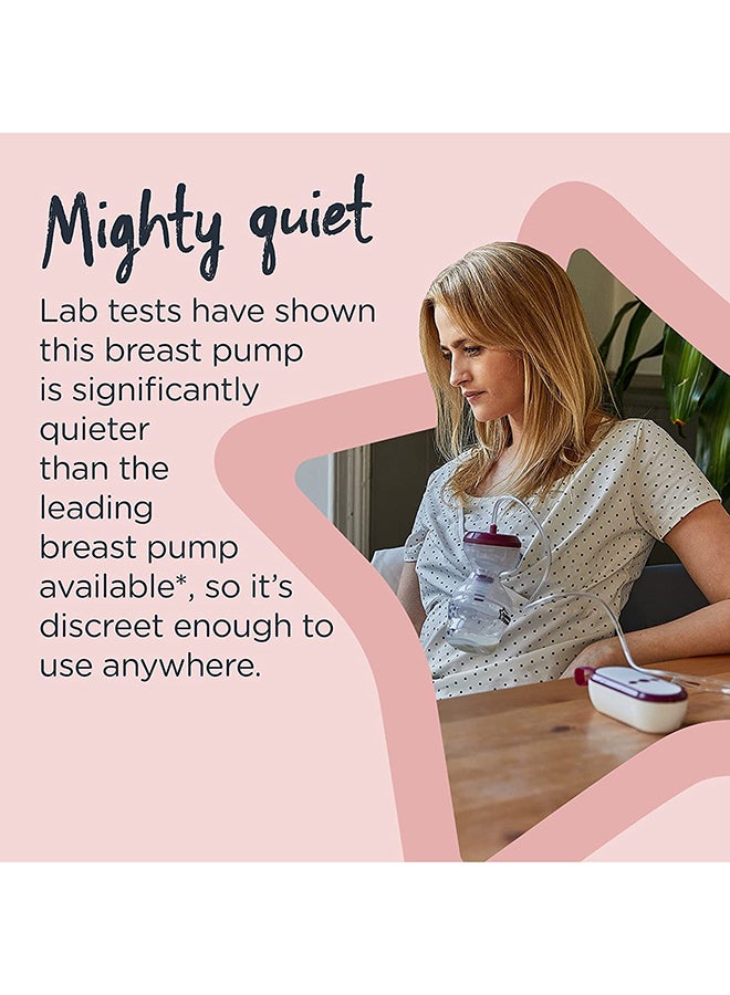 MadeFor Me Single Electric Breast Pump, Strong Suction, SOft Feel, USB Rechargeable, Quiet, Portable, Express Modes, Baby Bottle Included