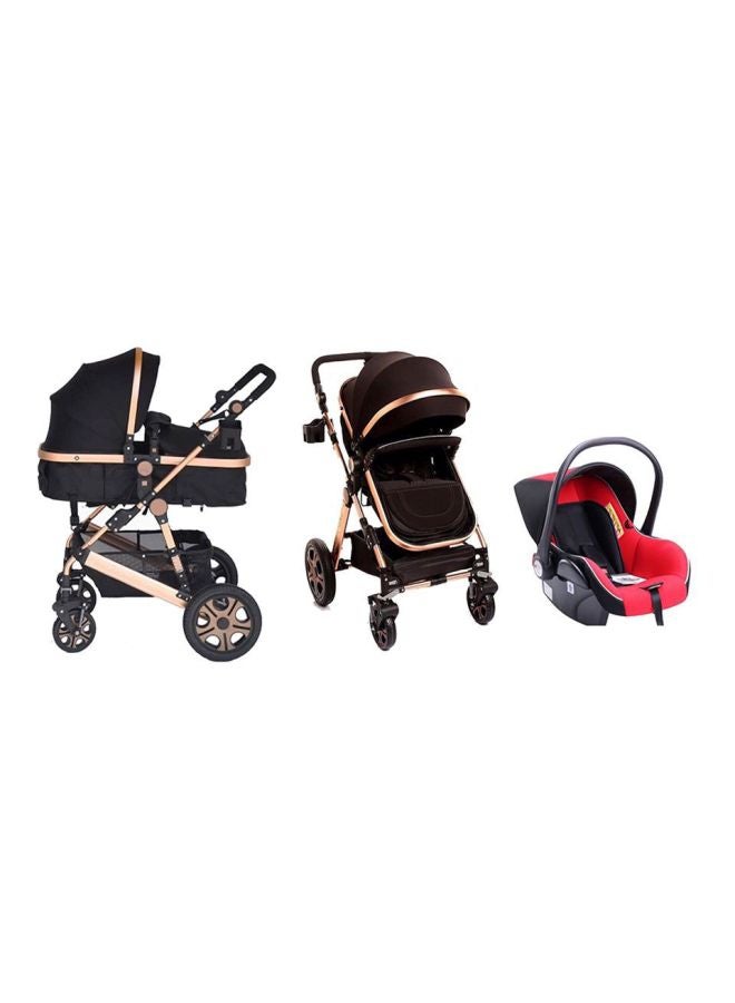 4-In-1 Luxury Stroller Travel System - Black/Red