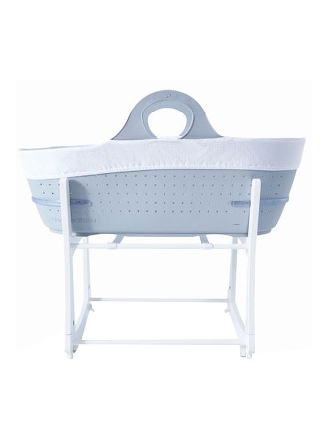 Sleepee Moses Basket With Stand - Grey/White