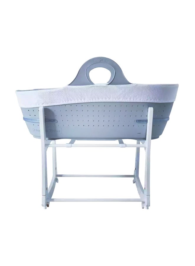 Sleepee Moses Basket With Stand - Grey/White