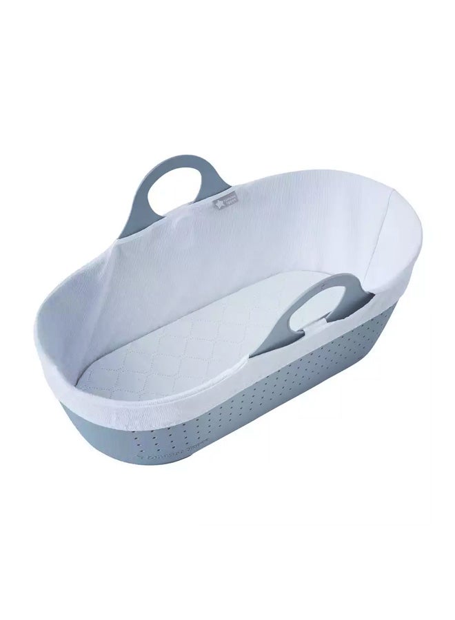 Sleepee Moses Basket With Stand - Grey/White