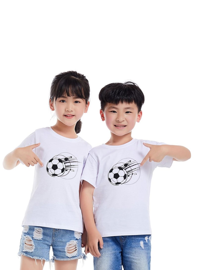 Unisex Family Couple Parent-Child clothing Football Pattern T-shirt White