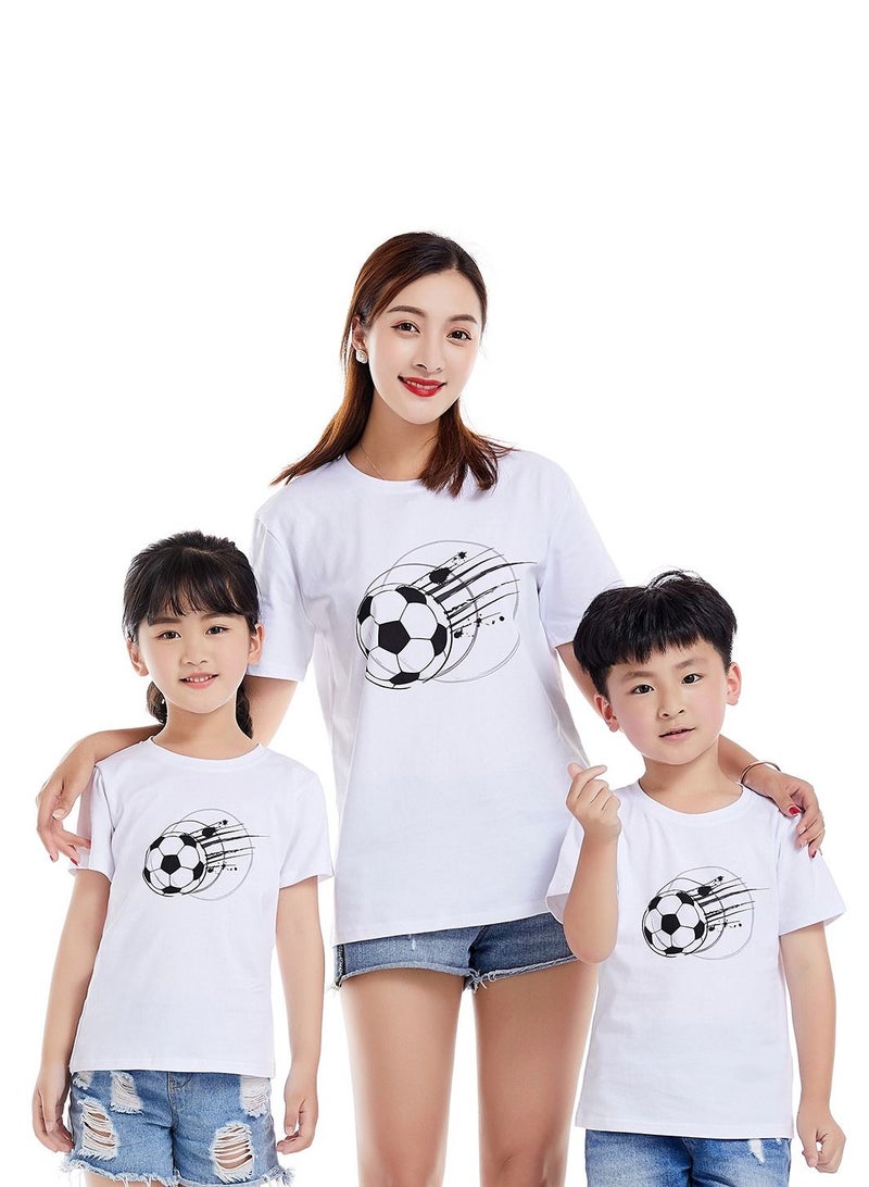 Unisex Family Couple Parent-Child clothing Football Pattern T-shirt White