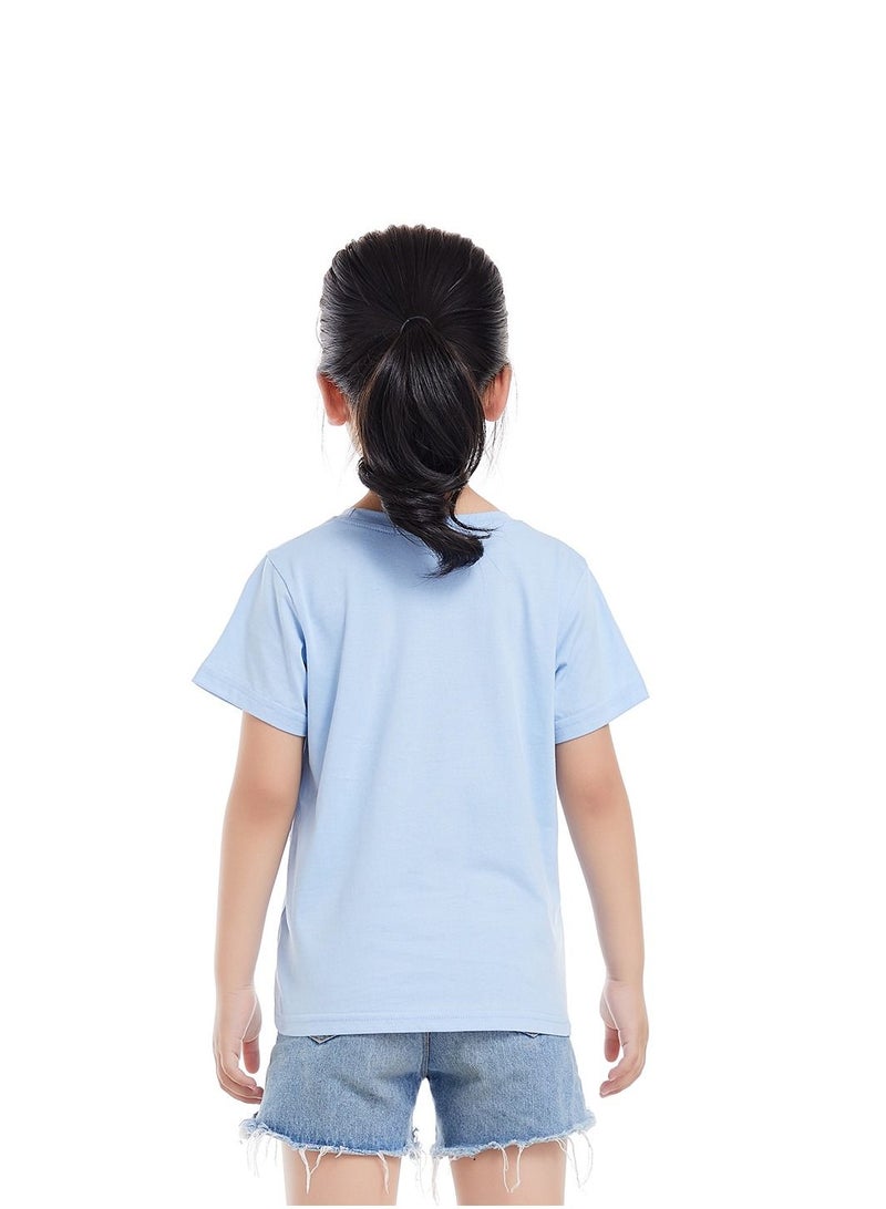 Unisex Family Couple Parent-Child clothing Sailboat Pattern T-shirt Sky Blue