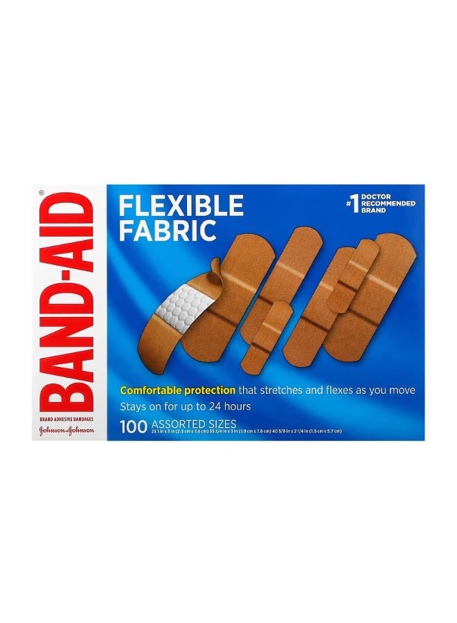 Adhesive Bandages Flexible Fabric 100 Assorted Sizes