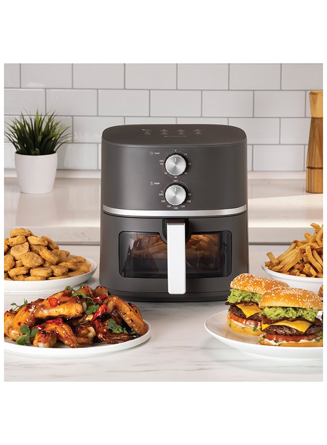 Air Fryer Essentials Classic Vision By Caliber Brands With Clear Window And Internal Light 5.2 L 1500 W AFE152M-G Grey