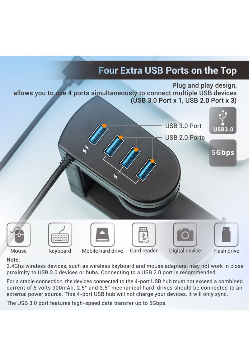 Headphone Stand with USB Charger, 360° Swivel Headset Hanger and Adjustable Springed Clamp, Under Desk Space Save Mount Fold Holder 3.0 x1 + 2.0 x3