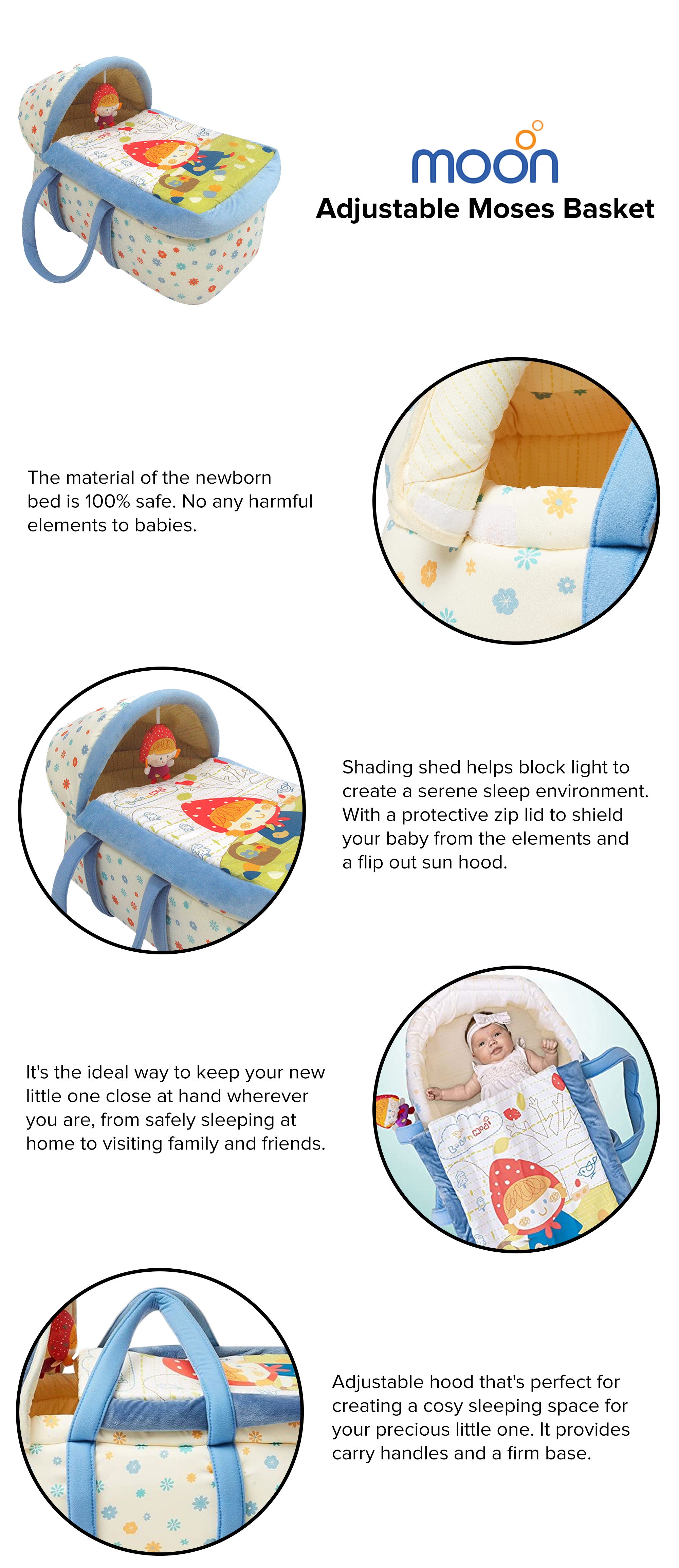 Adjustable Moses Basket - Multicolour