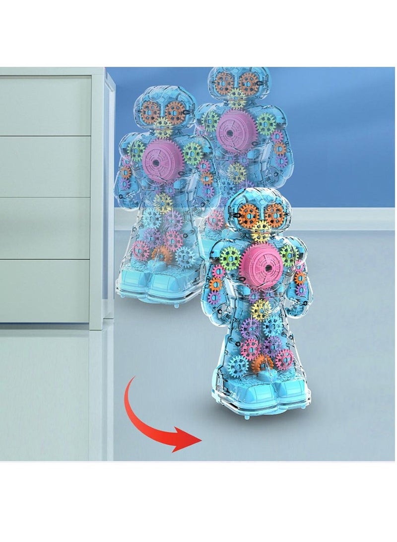 SYOSI Robot Toy, Electric Gear Boys Toys with Transparent Colorful Interior Structure Design for 3 4 5 Year OldChild Boy Girl (Blue)