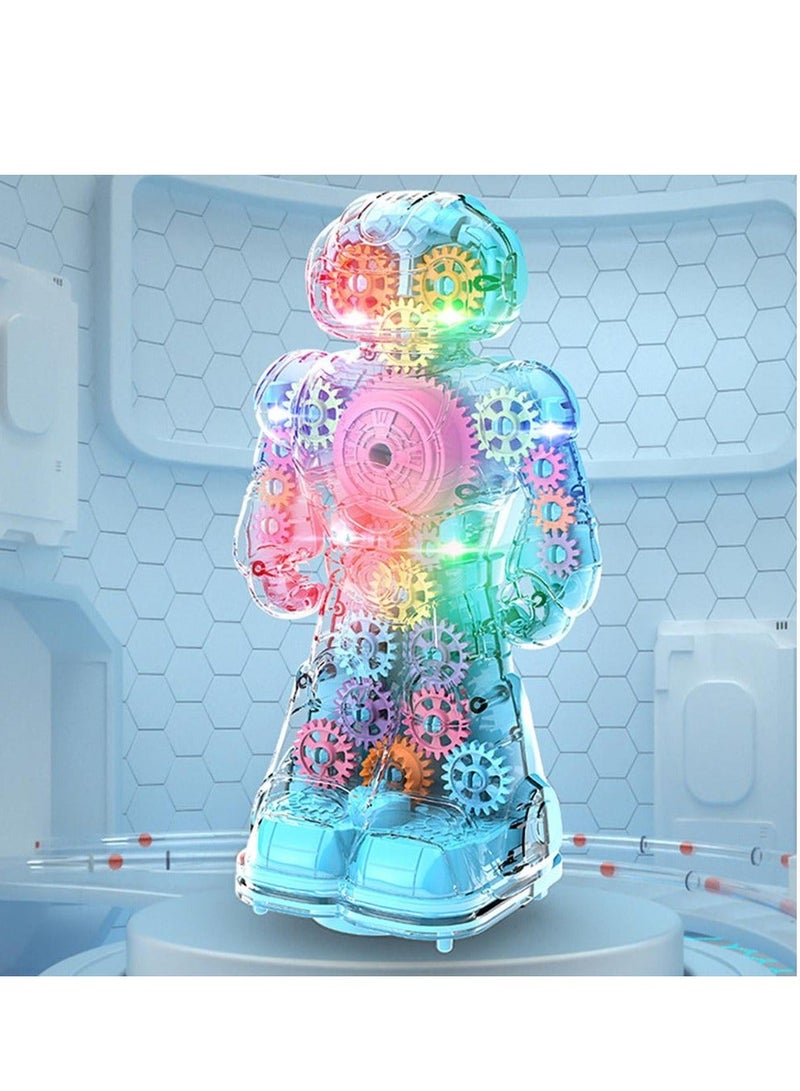 SYOSI Robot Toy, Electric Gear Boys Toys with Transparent Colorful Interior Structure Design for 3 4 5 Year OldChild Boy Girl (Blue)