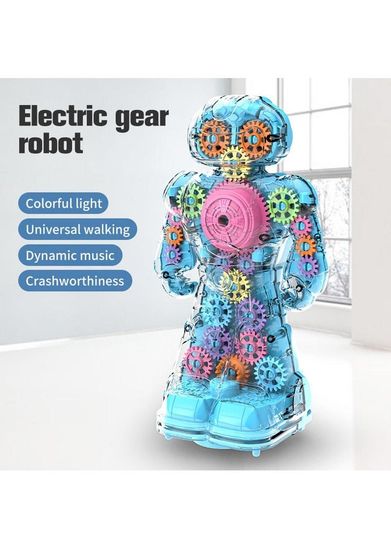 SYOSI Robot Toy, Electric Gear Boys Toys with Transparent Colorful Interior Structure Design for 3 4 5 Year OldChild Boy Girl (Blue)