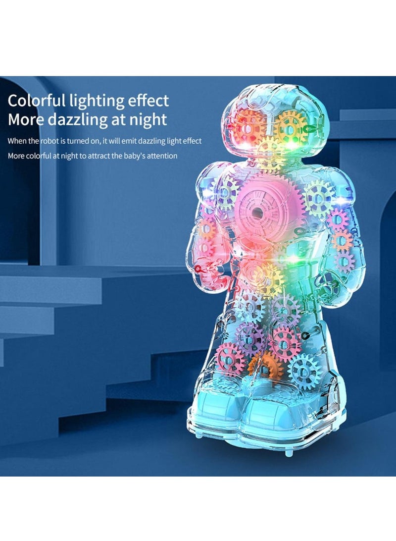 SYOSI Robot Toy, Electric Gear Boys Toys with Transparent Colorful Interior Structure Design for 3 4 5 Year OldChild Boy Girl (Blue)