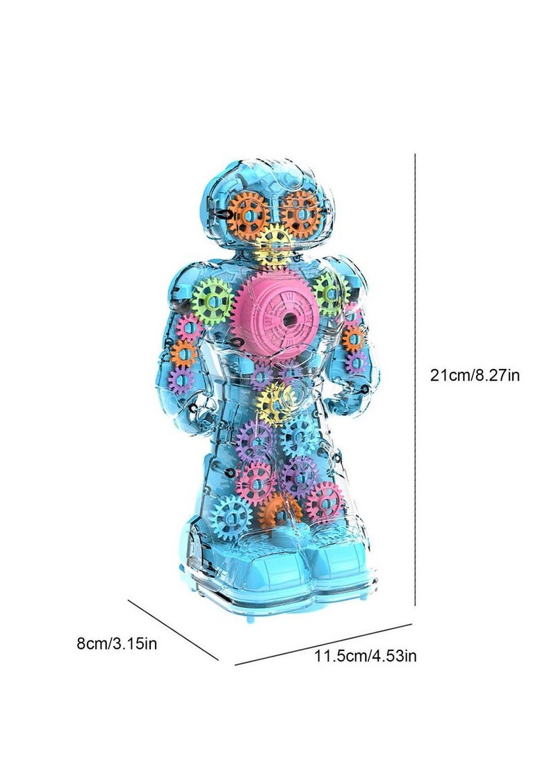 SYOSI Robot Toy, Electric Gear Boys Toys with Transparent Colorful Interior Structure Design for 3 4 5 Year OldChild Boy Girl (Blue)