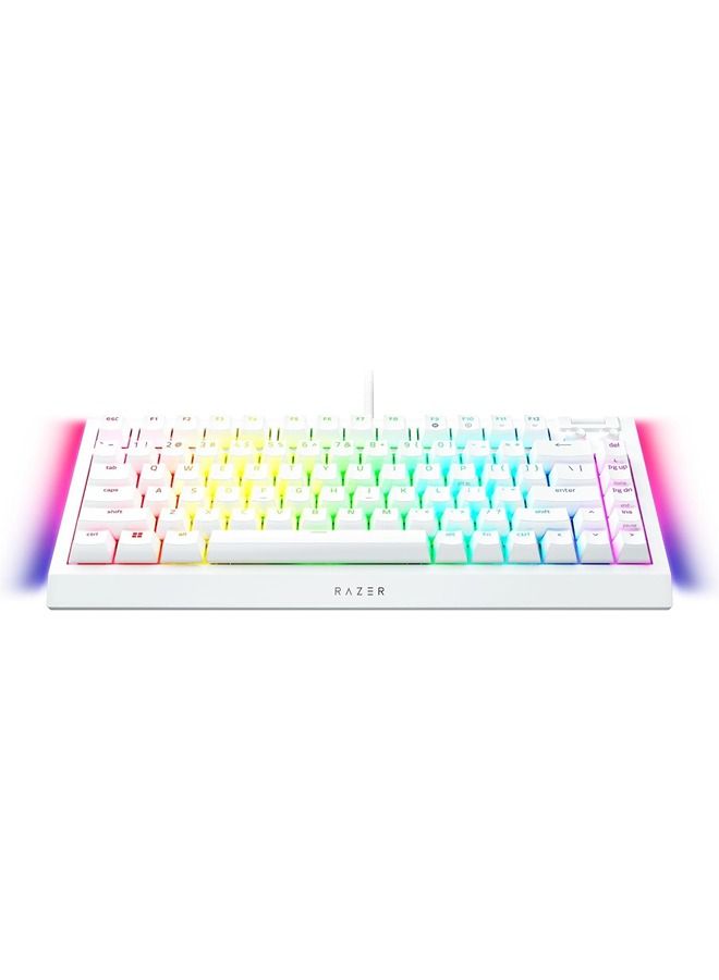 Razer BlackWidow V4 75% Mechanical Gaming Keyboard, Hot-Swappable Design, Tactile Switches, Chroma RGB, MF Roller & Media Keys, US Layout, Comfortable Wrist Rest, White