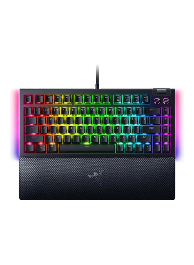 Razer BlackWidow V4 75% Mechanical Gaming Keyboard, Hot-Swappable Design, Compact & Durable, Orange Tactile Switches, Chroma RGB, MF Roller & Media Keys, Comfortable Wrist Rest - Black