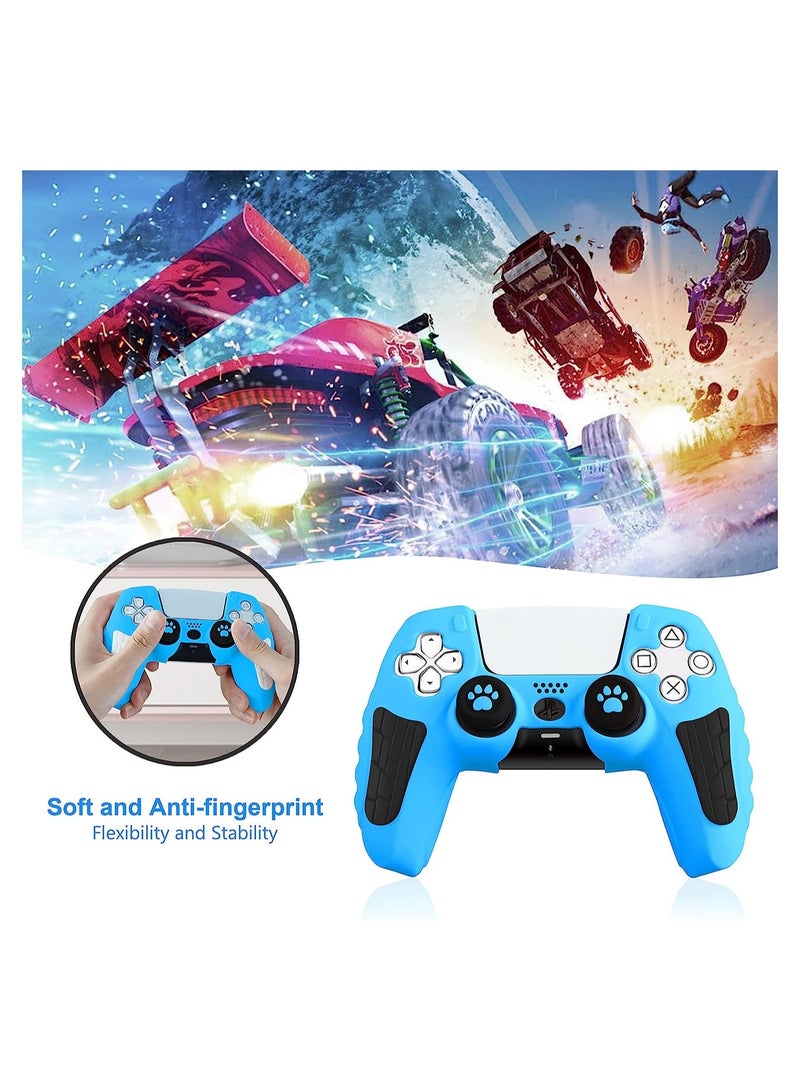 PS5 Controller Skins Silicone Protective Cover, Case with 2 Thumb Grip Caps for Playstation 5 DualSense Wireless Controller, Blue