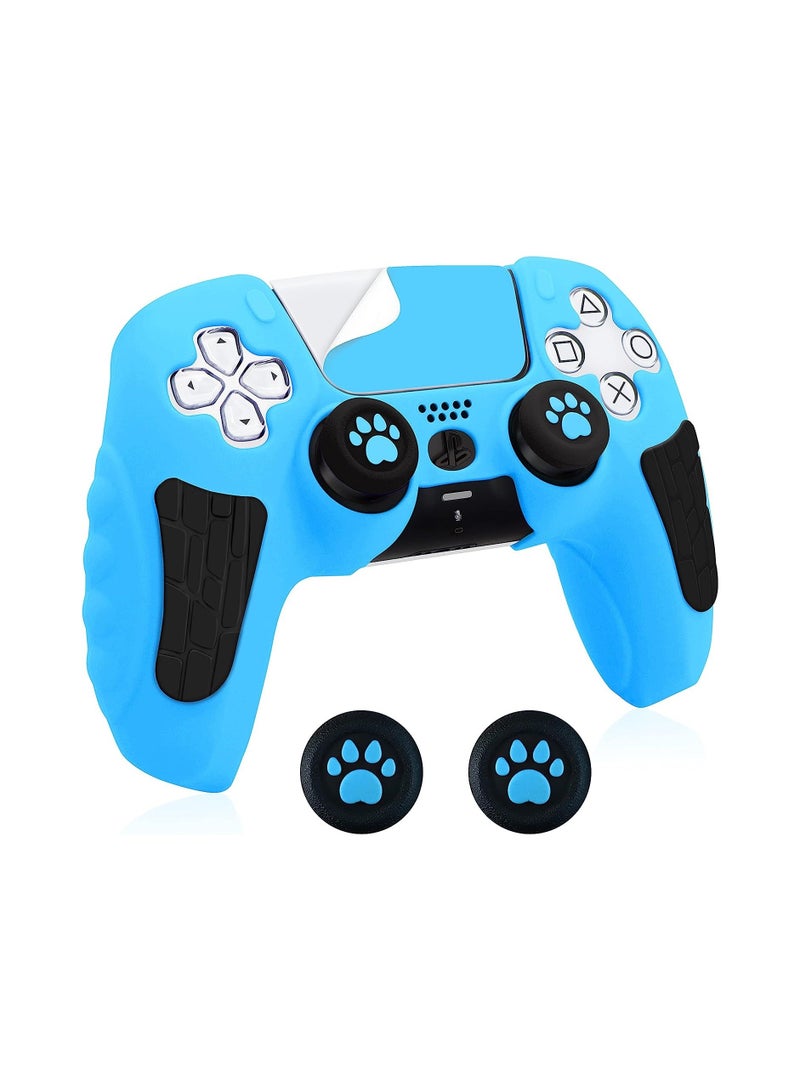 PS5 Controller Skins Silicone Protective Cover, Case with 2 Thumb Grip Caps for Playstation 5 DualSense Wireless Controller, Blue