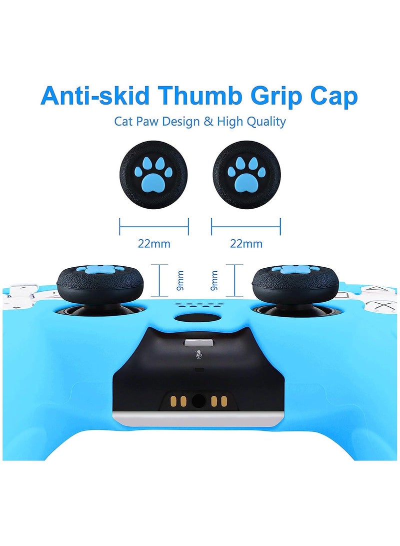 PS5 Controller Skins Silicone Protective Cover, Case with 2 Thumb Grip Caps for Playstation 5 DualSense Wireless Controller, Blue