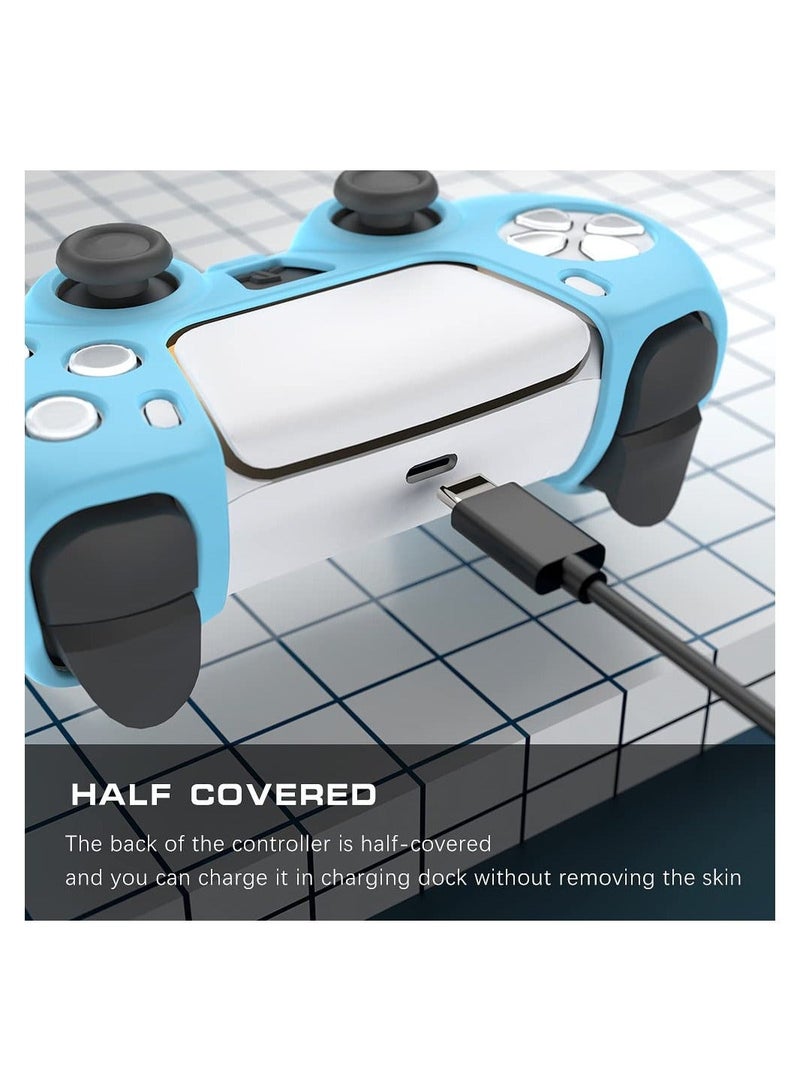 PS5 Controller Skins Silicone Protective Cover, Case with 2 Thumb Grip Caps for Playstation 5 DualSense Wireless Controller, Blue