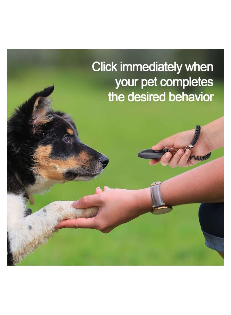 Dog Training Clickers and Whistle in One, Consistent Positive Reinforcement for Puppies, Fix Undesired Behaviors, Pet Clicker Cats Puppy Birds Horses, 2-Pack(White + Black)