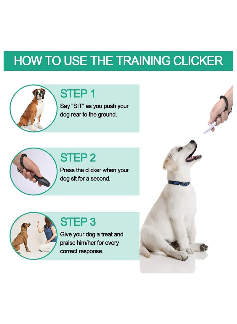 Dog Training Clickers and Whistle in One, Consistent Positive Reinforcement for Puppies, Fix Undesired Behaviors, Pet Clicker Cats Puppy Birds Horses, 2-Pack(White + Black)