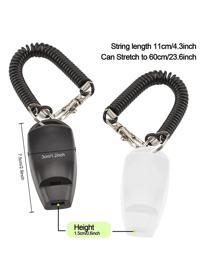 Dog Training Clickers and Whistle in One, Consistent Positive Reinforcement for Puppies, Fix Undesired Behaviors, Pet Clicker Cats Puppy Birds Horses, 2-Pack(White + Black)