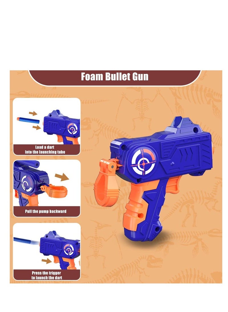 Dinosaur Shooting Toy Gun for Kids, Roaring Toys, Target with Score Record, 10 Soft Foam Bullets, Boys Girls