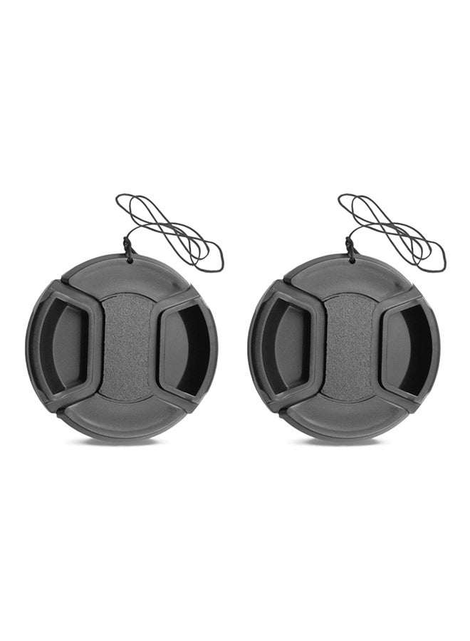 2-Piece 58mm Pinch Lens Cap Holder Cover For Nikon Camera Black