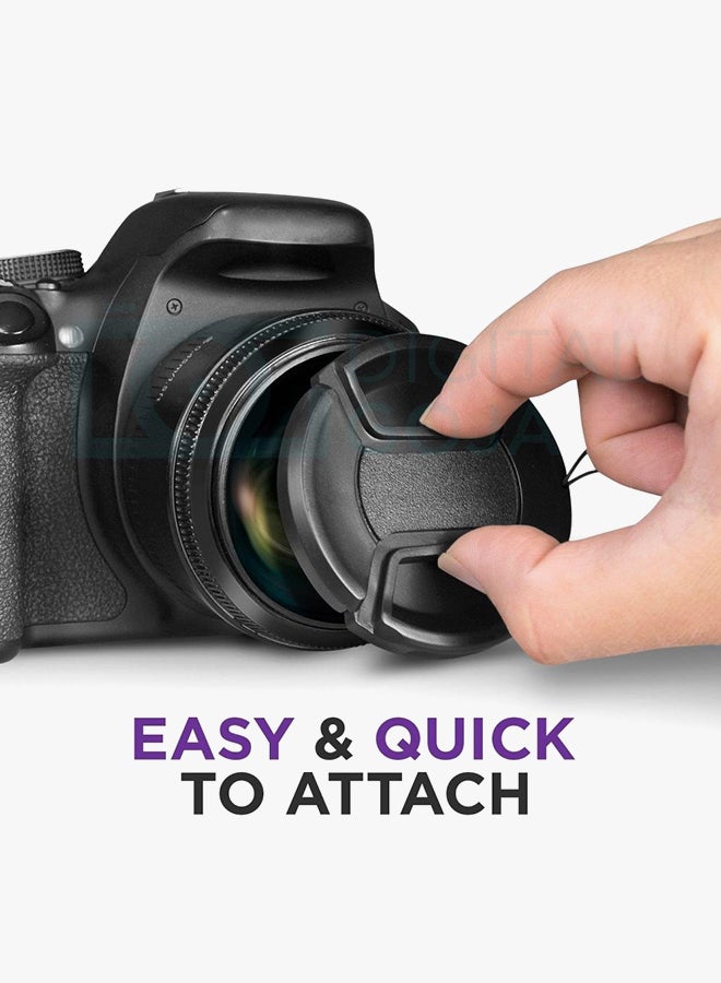 2-Piece 58mm Pinch Lens Cap Holder Cover For Nikon Camera Black