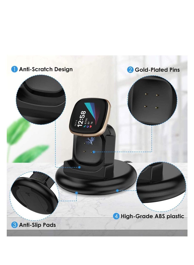 Charger Compatible with Fitbit Sense/Fitbit Versa 3 Charging Dock, Anti-Slip Replacement Cable Stand Station 100cm Cord Accessories Cradle Base Holder for Sense/Versa Smartwatch