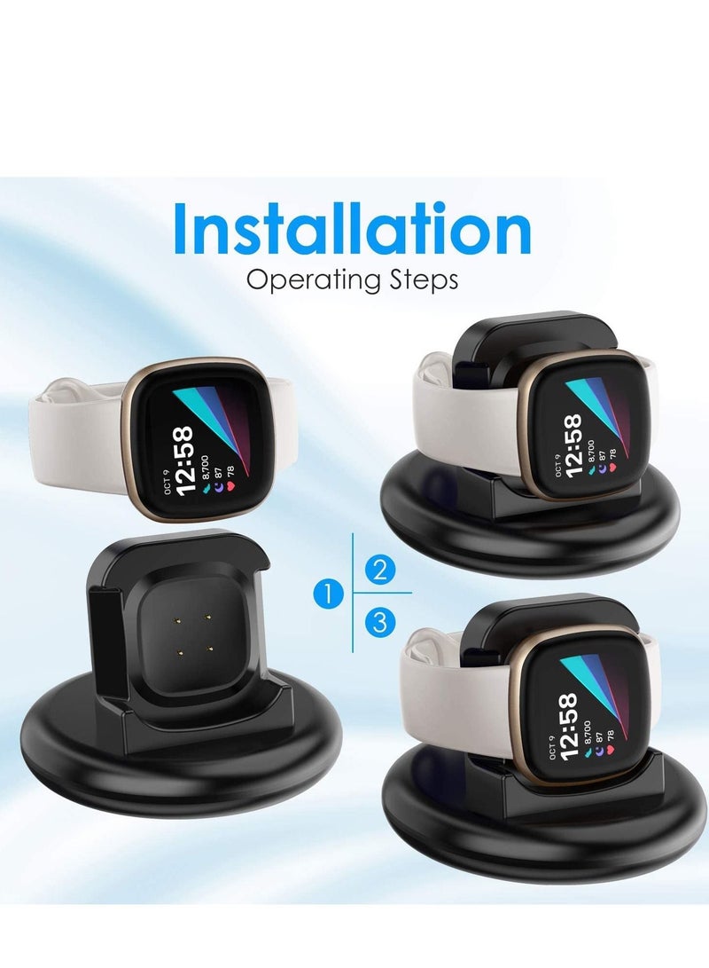 Charger Compatible with Fitbit Sense/Fitbit Versa 3 Charging Dock, Anti-Slip Replacement Cable Stand Station 100cm Cord Accessories Cradle Base Holder for Sense/Versa Smartwatch