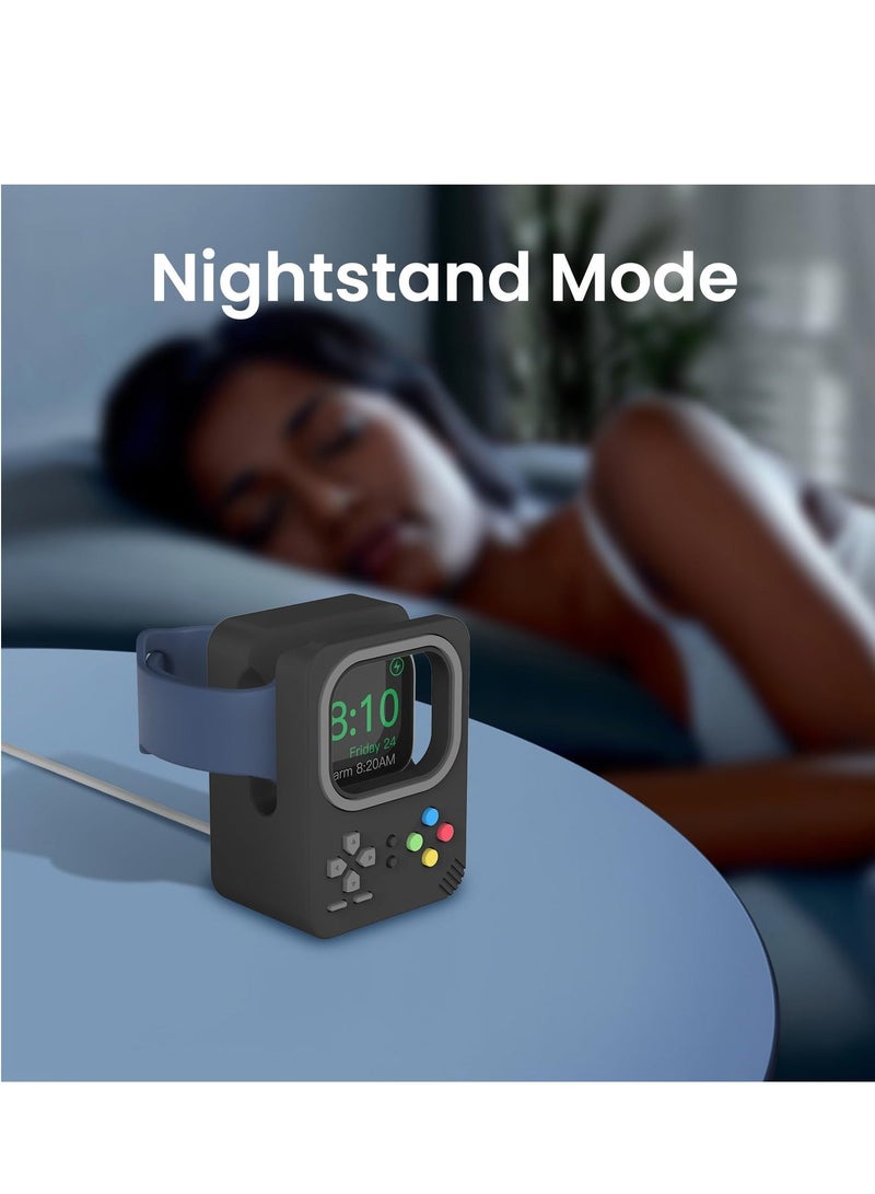 Charging Stand Compatible with Apple Watch Ultra SE2 Series 8 7 6 SE 5 4 3 2 1 (49mm, 45mm, 44mm, 42mm, 41mm, 40mm, 38mm) Silicone Holder Dock, Supports Nightstand Mode