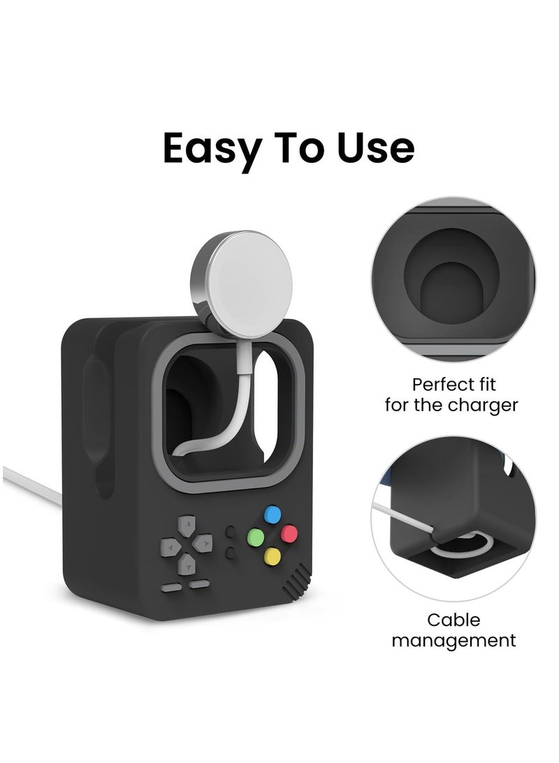 Charging Stand Compatible with Apple Watch Ultra SE2 Series 8 7 6 SE 5 4 3 2 1 (49mm, 45mm, 44mm, 42mm, 41mm, 40mm, 38mm) Silicone Holder Dock, Supports Nightstand Mode