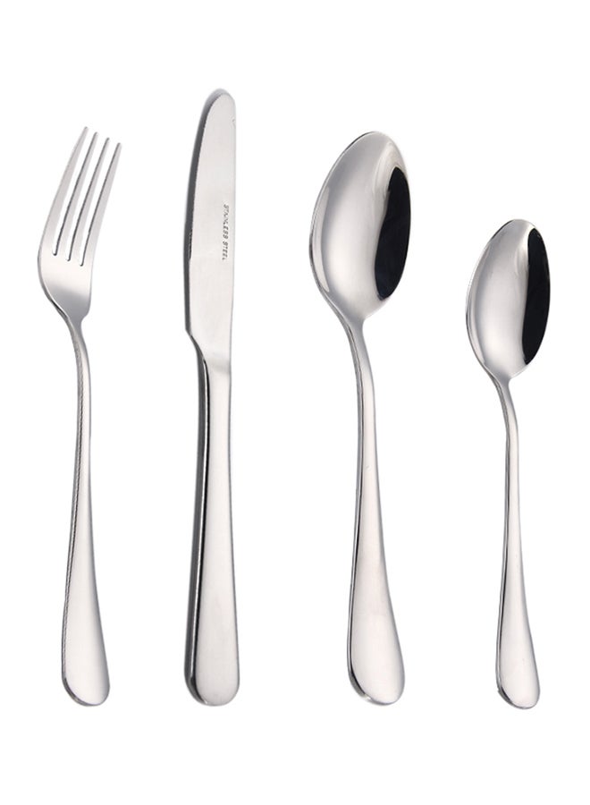 16-Piece Stainless Steel Cutlery Dishwasher Safe Fork knife Spoon and Teaspoon, Silverware for Home Office Party Camping Flatware Eating Utensils 23,18,14 cm Silver 23,18,14cm