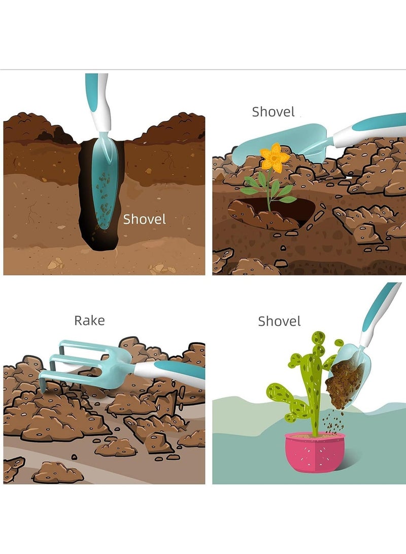 6Pcs Kids Garden Outdoor Tool Set Children's Hand Tools Fun Toys Gift including Shovel Rake Trowel Sprayer Gloves Apron Watering Can with Canvas Tote Bag Gifts for Children