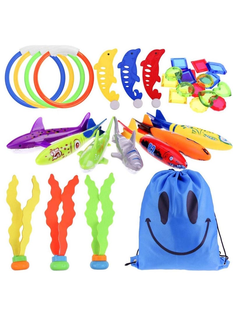 34pcs Diving Toys Dive Sticks 4pcs Rings Bandits Underwater Swimming Pool Game Training Gift for Kids Boys Girls