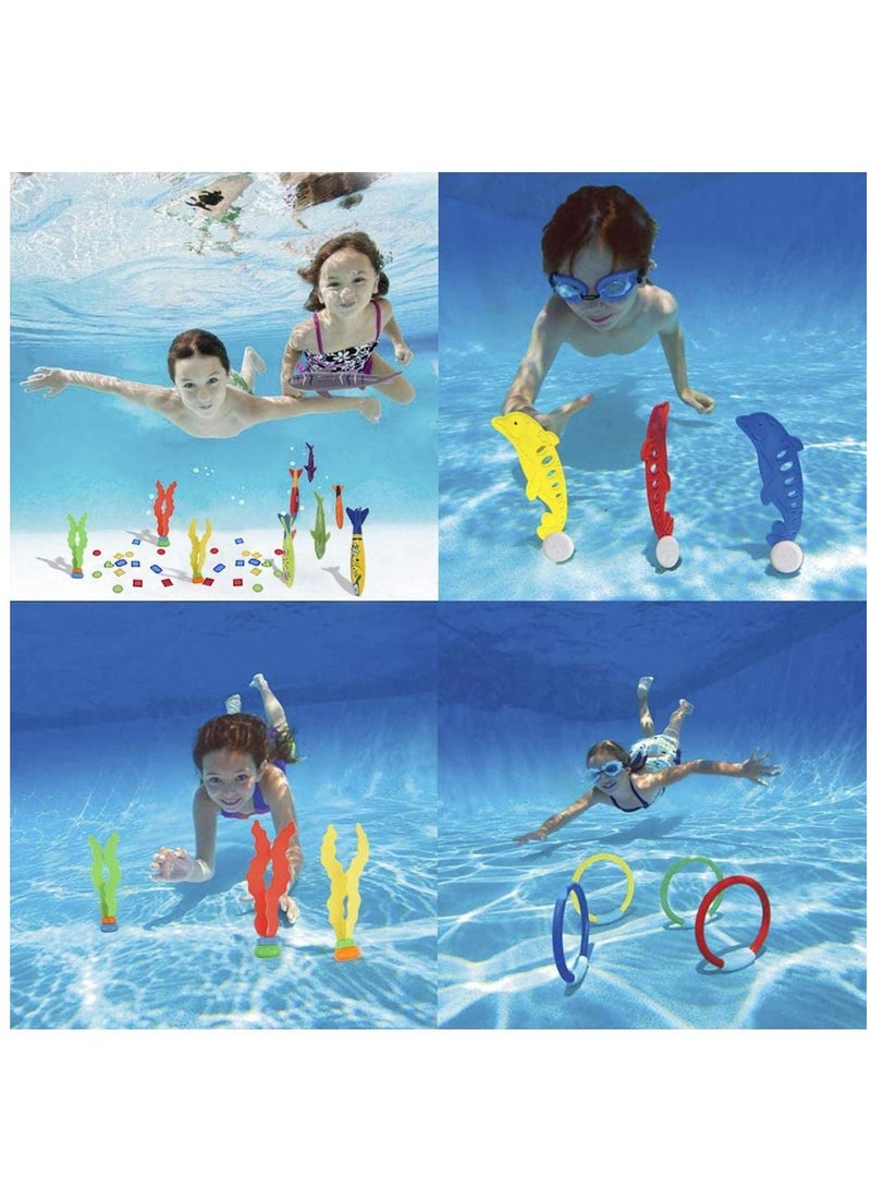 34pcs Diving Toys Dive Sticks 4pcs Rings Bandits Underwater Swimming Pool Game Training Gift for Kids Boys Girls